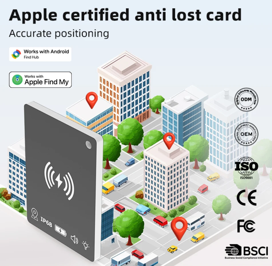 Wallet tracker card OEM base unit ready for logo and packaging customization